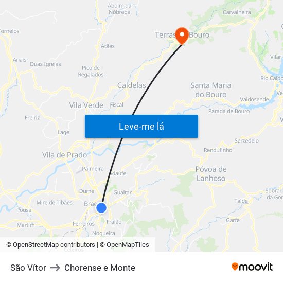 São Vítor to Chorense e Monte map