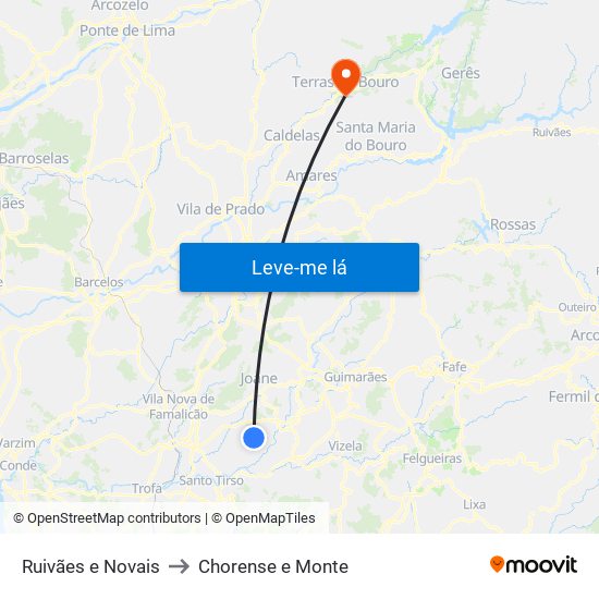 Ruivães e Novais to Chorense e Monte map