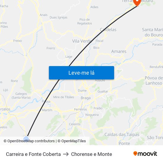 Carreira e Fonte Coberta to Chorense e Monte map