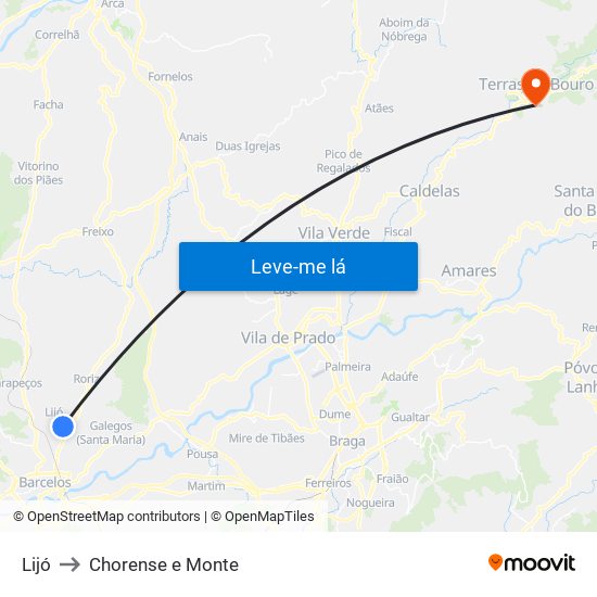 Lijó to Chorense e Monte map