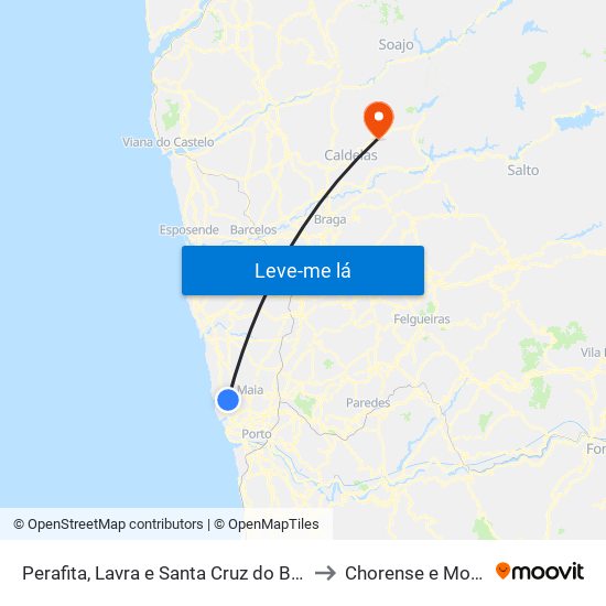 Perafita, Lavra e Santa Cruz do Bispo to Chorense e Monte map