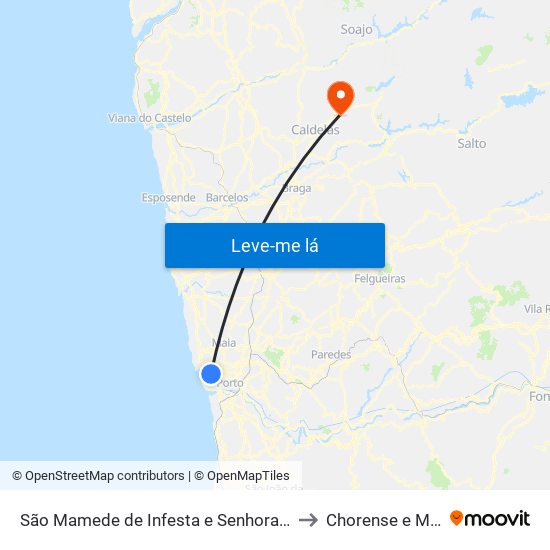 São Mamede de Infesta e Senhora da Hora to Chorense e Monte map