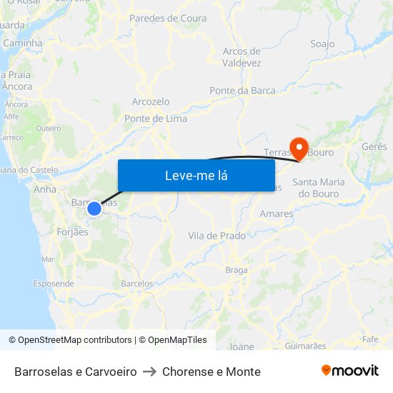 Barroselas e Carvoeiro to Chorense e Monte map