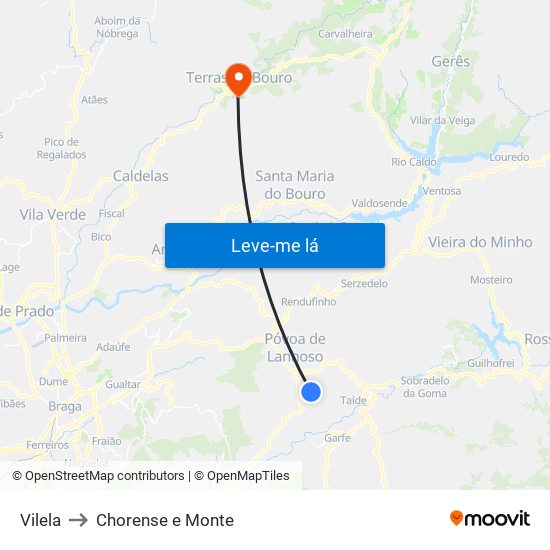 Vilela to Chorense e Monte map