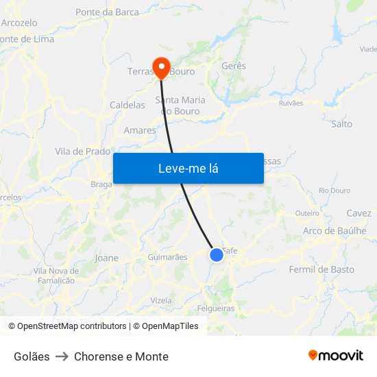 Golães to Chorense e Monte map