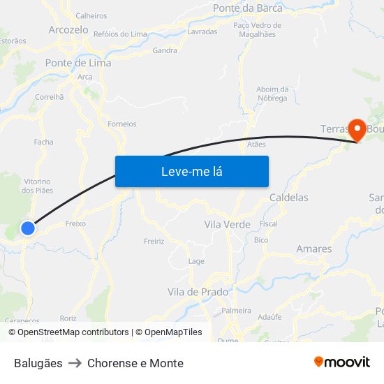 Balugães to Chorense e Monte map