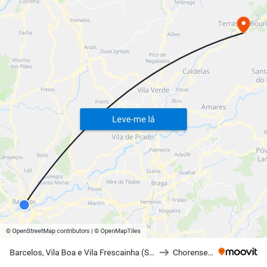 Barcelos, Vila Boa e Vila Frescainha (São Martinho e São Pedro) to Chorense e Monte map