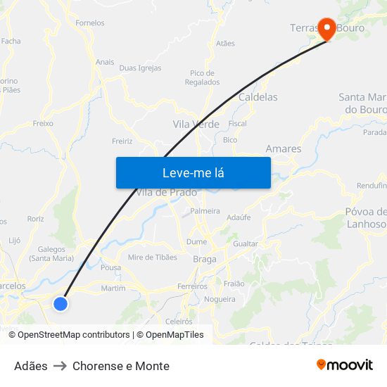 Adães to Chorense e Monte map