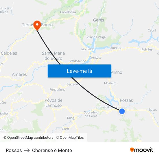 Rossas to Chorense e Monte map