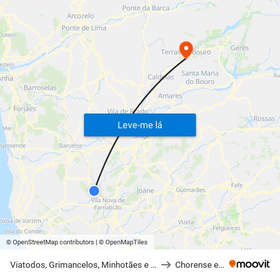 Viatodos, Grimancelos, Minhotães e Monte de Fralães to Chorense e Monte map
