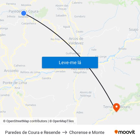 Paredes de Coura e Resende to Chorense e Monte map