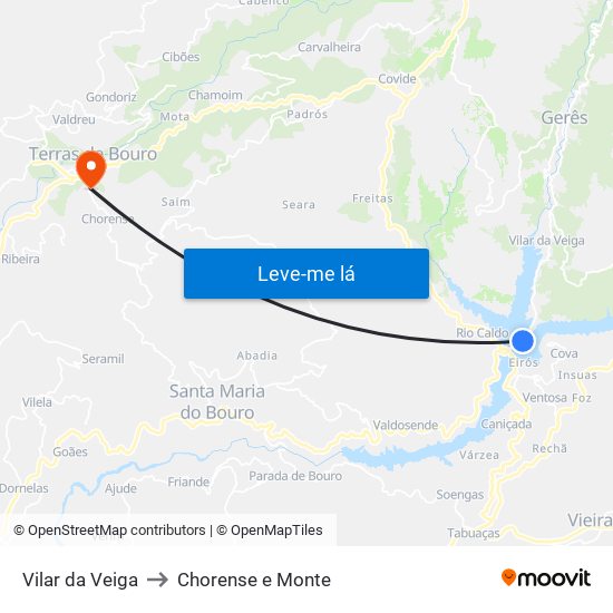 Vilar da Veiga to Chorense e Monte map