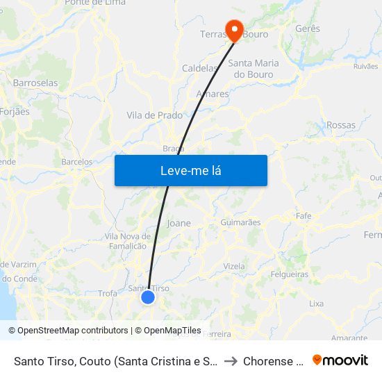 Santo Tirso, Couto (Santa Cristina e São Miguel) e Burgães to Chorense e Monte map