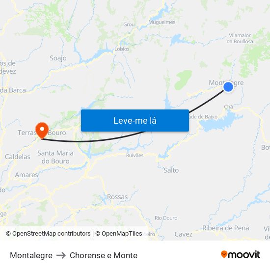 Montalegre to Chorense e Monte map