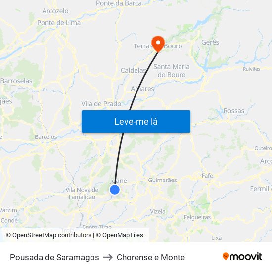 Pousada de Saramagos to Chorense e Monte map