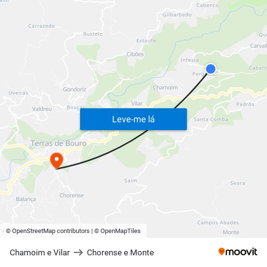 Chamoim e Vilar to Chorense e Monte map