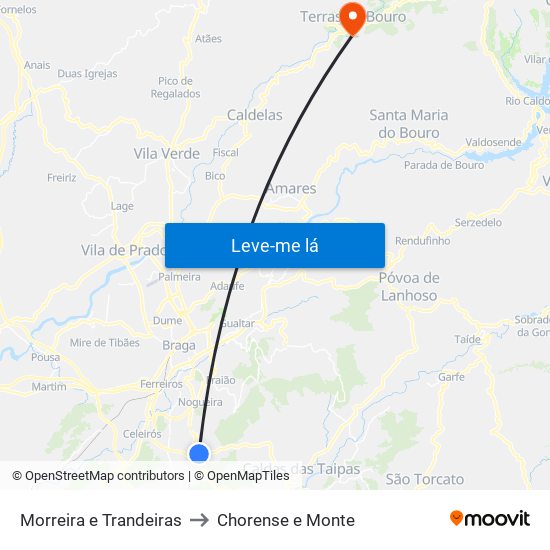 Morreira e Trandeiras to Chorense e Monte map