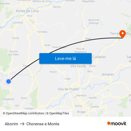 Aborim to Chorense e Monte map