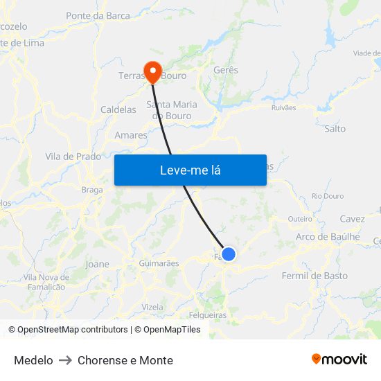 Medelo to Chorense e Monte map