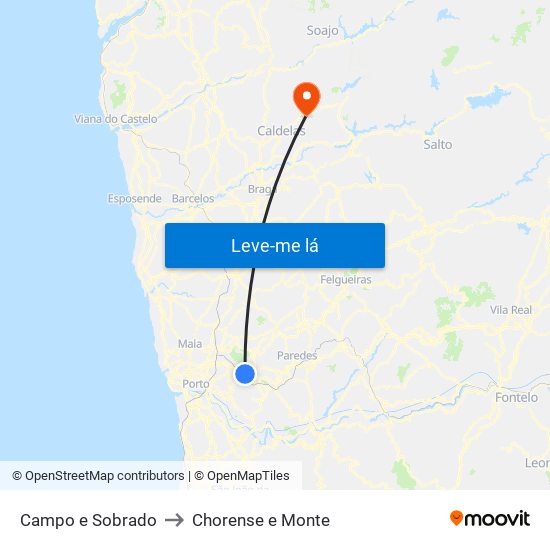 Campo e Sobrado to Chorense e Monte map