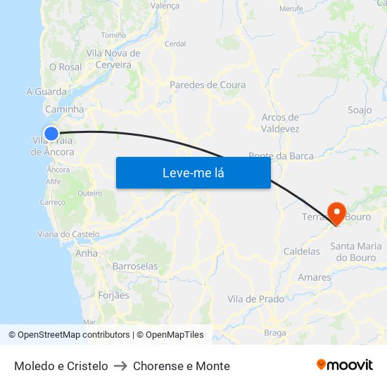Moledo e Cristelo to Chorense e Monte map