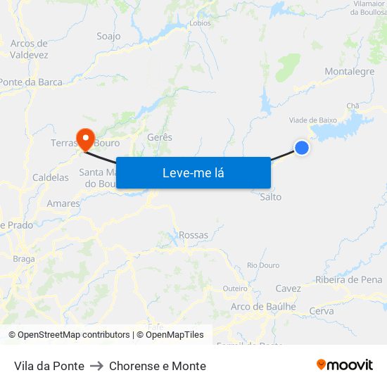 Vila da Ponte to Chorense e Monte map