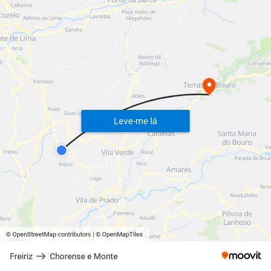 Freiriz to Chorense e Monte map