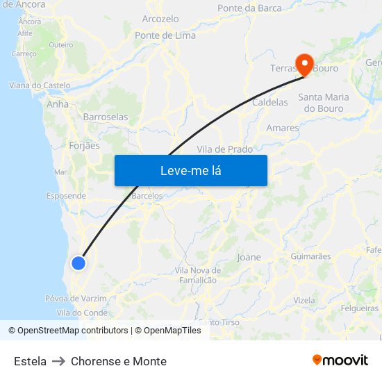 Estela to Chorense e Monte map