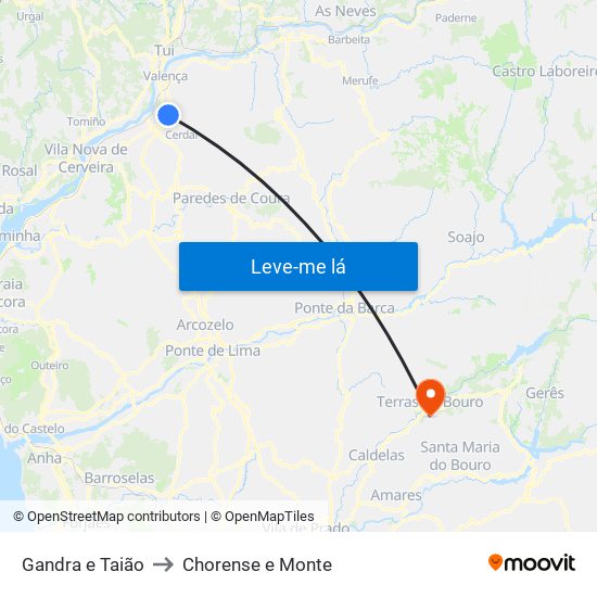 Gandra e Taião to Chorense e Monte map