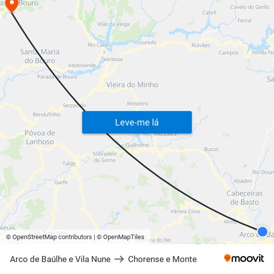 Arco de Baúlhe e Vila Nune to Chorense e Monte map