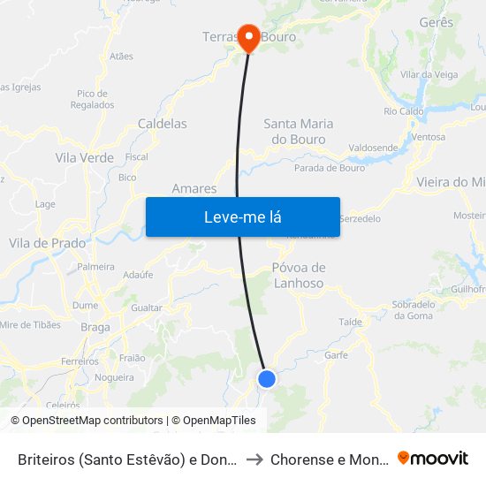 Briteiros (Santo Estêvão) e Donim to Chorense e Monte map