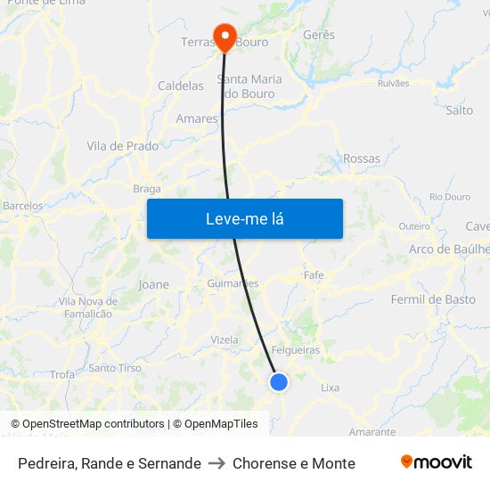 Pedreira, Rande e Sernande to Chorense e Monte map