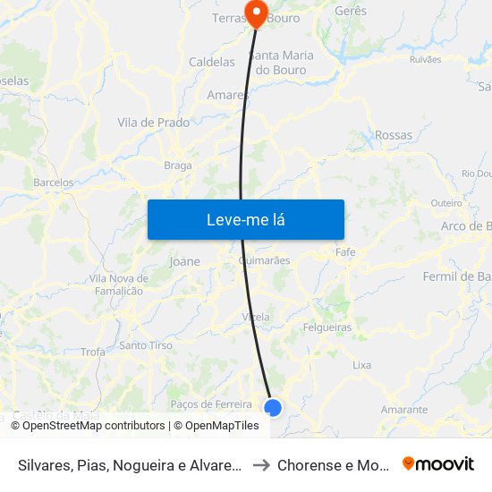 Silvares, Pias, Nogueira e Alvarenga to Chorense e Monte map