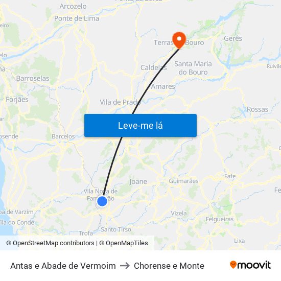 Antas e Abade de Vermoim to Chorense e Monte map