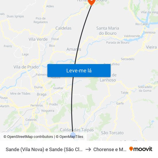 Sande (Vila Nova) e Sande (São Clemente) to Chorense e Monte map