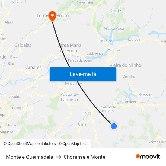 Monte e Queimadela to Chorense e Monte map