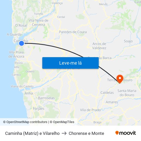 Caminha (Matriz) e Vilarelho to Chorense e Monte map