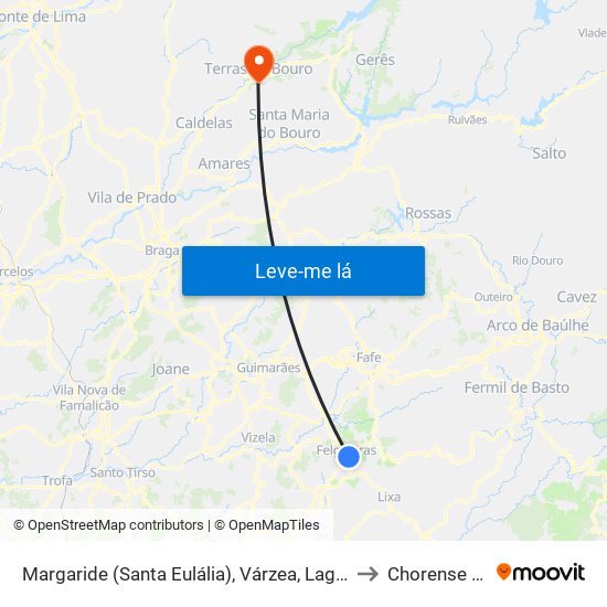 Margaride (Santa Eulália), Várzea, Lagares, Varziela e Moure to Chorense e Monte map