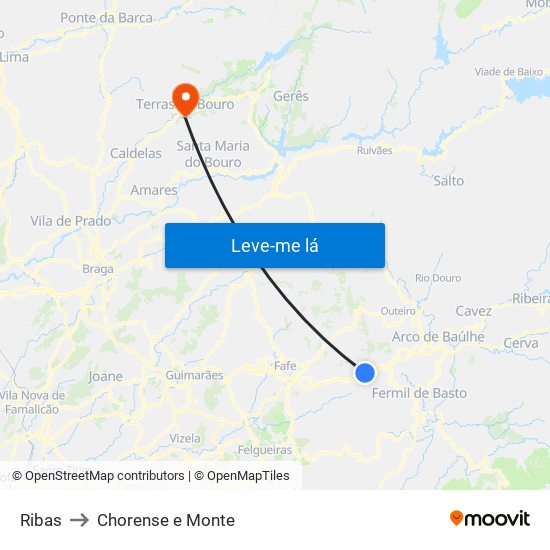 Ribas to Chorense e Monte map