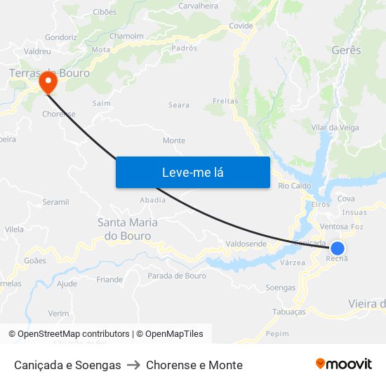 Caniçada e Soengas to Chorense e Monte map