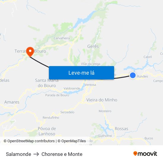 Salamonde to Chorense e Monte map