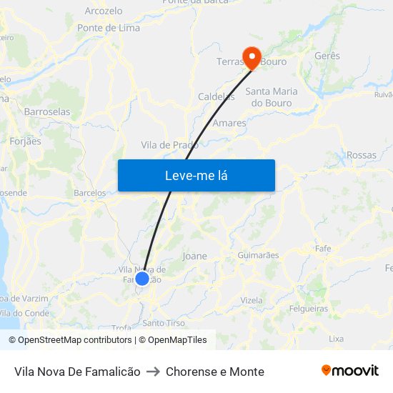 Vila Nova De Famalicão to Chorense e Monte map