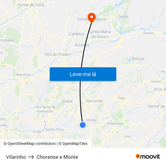Vilarinho to Chorense e Monte map