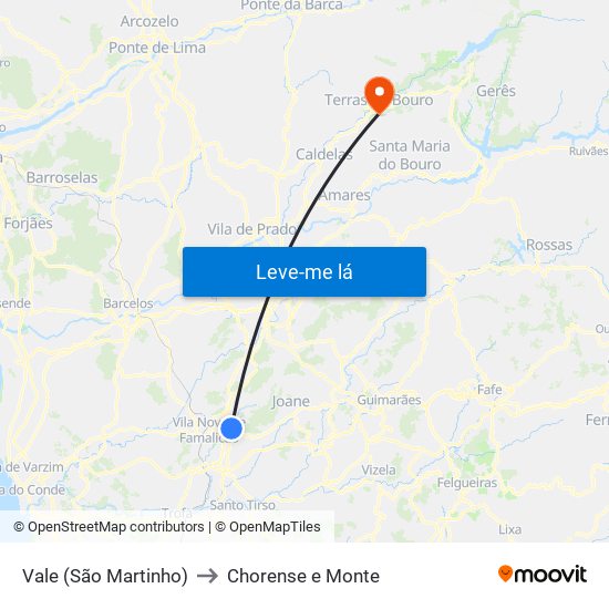 Vale (São Martinho) to Chorense e Monte map