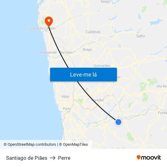 Santiago de Piães to Perre map