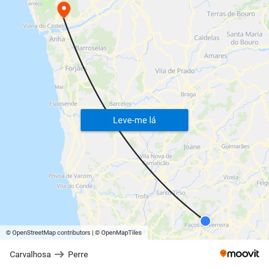 Carvalhosa to Perre map