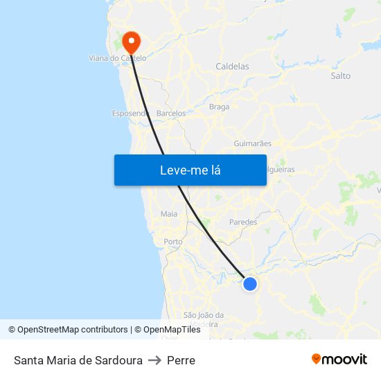Santa Maria de Sardoura to Perre map