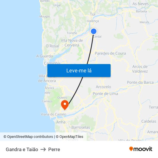 Gandra e Taião to Perre map