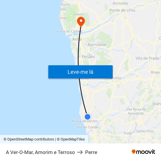 A Ver-O-Mar, Amorim e Terroso to Perre map