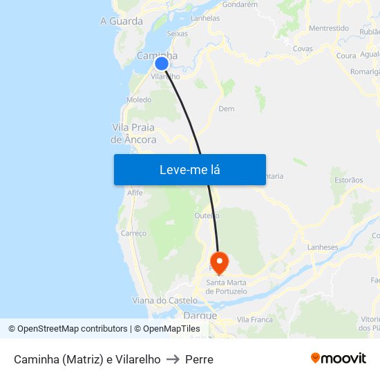 Caminha (Matriz) e Vilarelho to Perre map